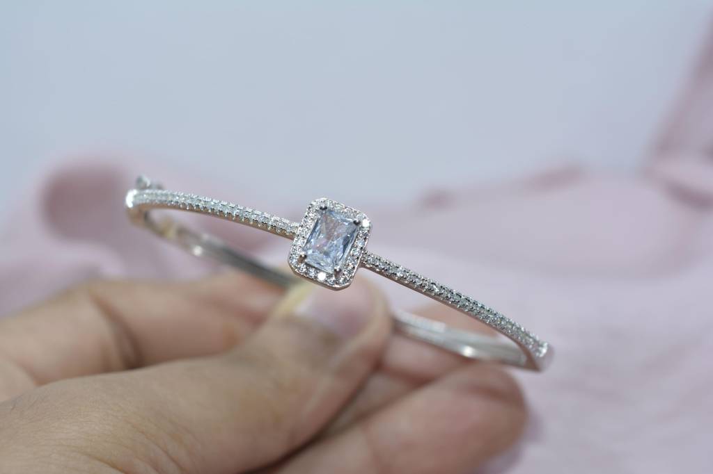 Timeless Elegance: Rectangle Diamond Pendant In 92.5 Silver : 1109