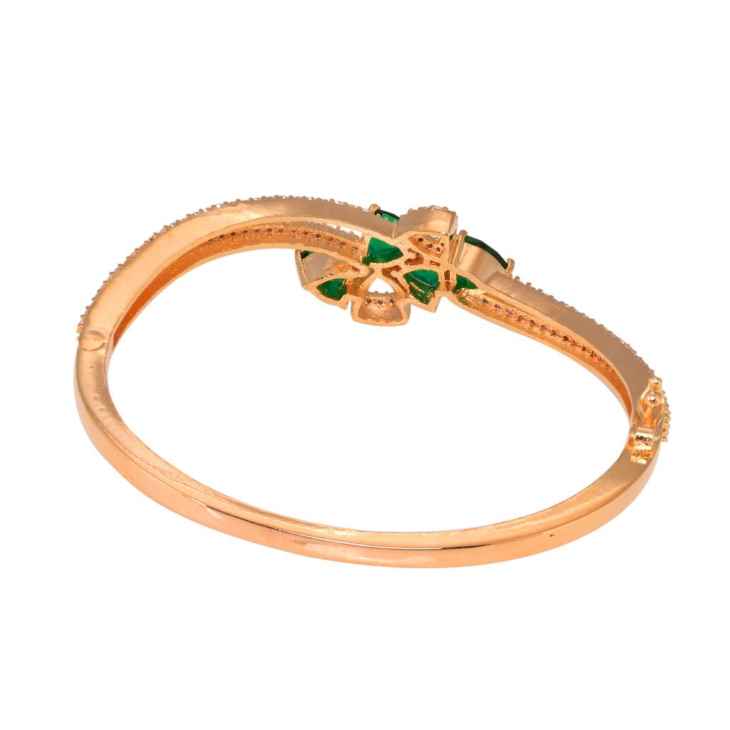 Saraf Jewellery,Gold Plated With Green American Diamond Studded Handcrafted Stylish Bracelet For Women & Girls : SJBR1111