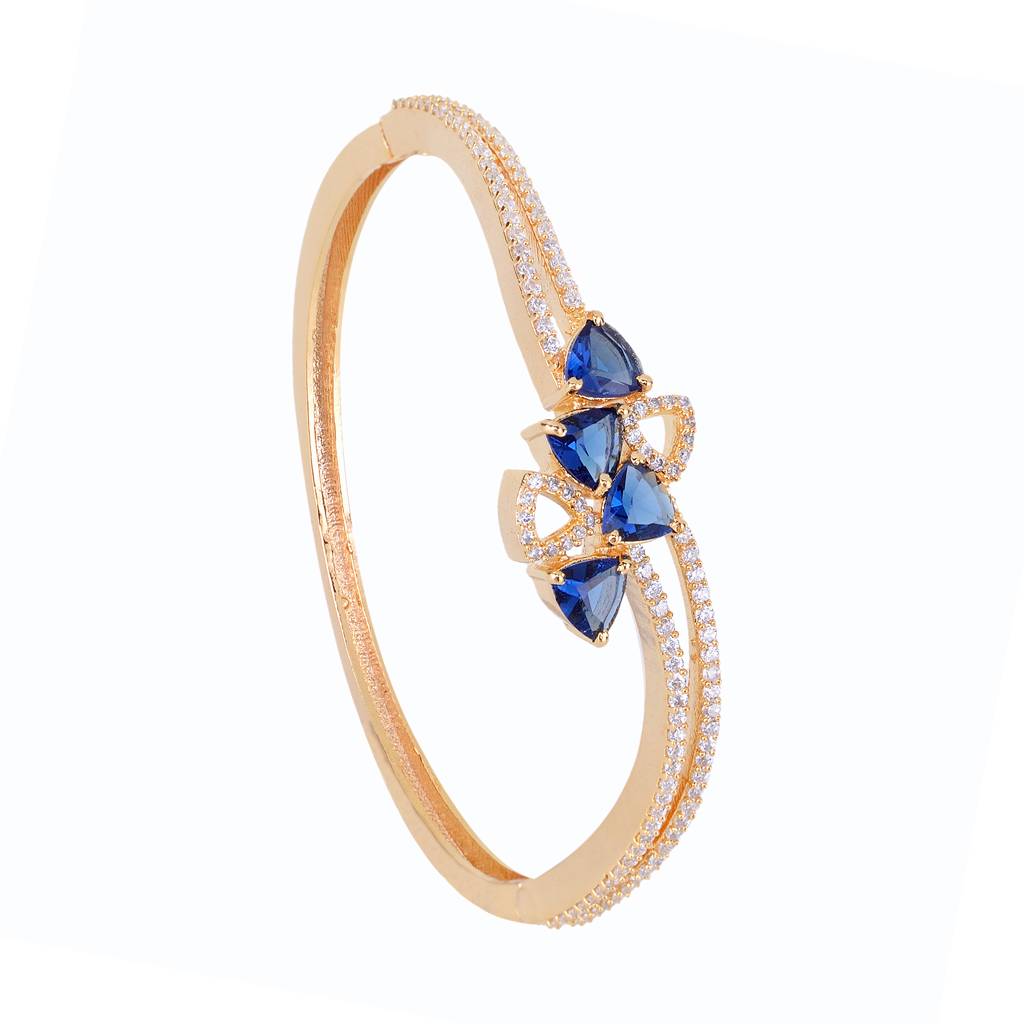Saraf Jewellery Gold Plated With Blue American Diamond Studded -Handcrafted Stylish Bracelet For Women & Girls : SJBR1112