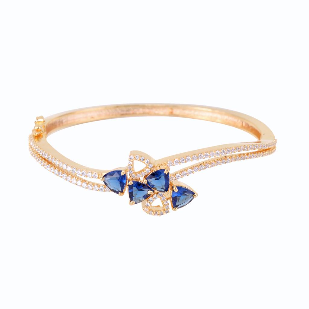 Saraf Jewellery Gold Plated With Blue American Diamond Studded -Handcrafted Stylish Bracelet For Women & Girls : SJBR1112