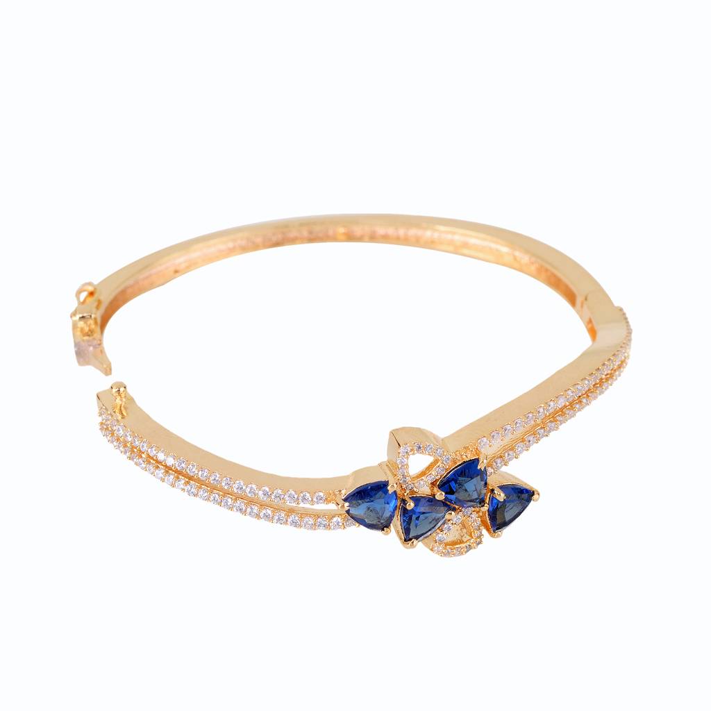 Saraf Jewellery Gold Plated With Blue American Diamond Studded -Handcrafted Stylish Bracelet For Women & Girls : SJBR1112