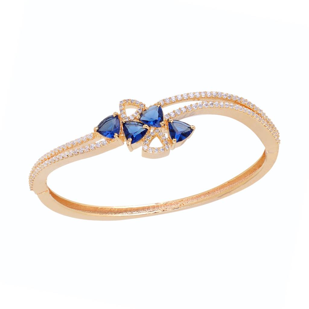 Saraf Jewellery Gold Plated With Blue American Diamond Studded -Handcrafted Stylish Bracelet For Women & Girls : SJBR1112
