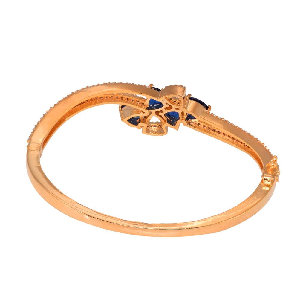 Saraf Jewellery Gold Plated With Blue American Diamond Studded -Handcrafted Stylish Bracelet For Women & Girls : SJBR1112