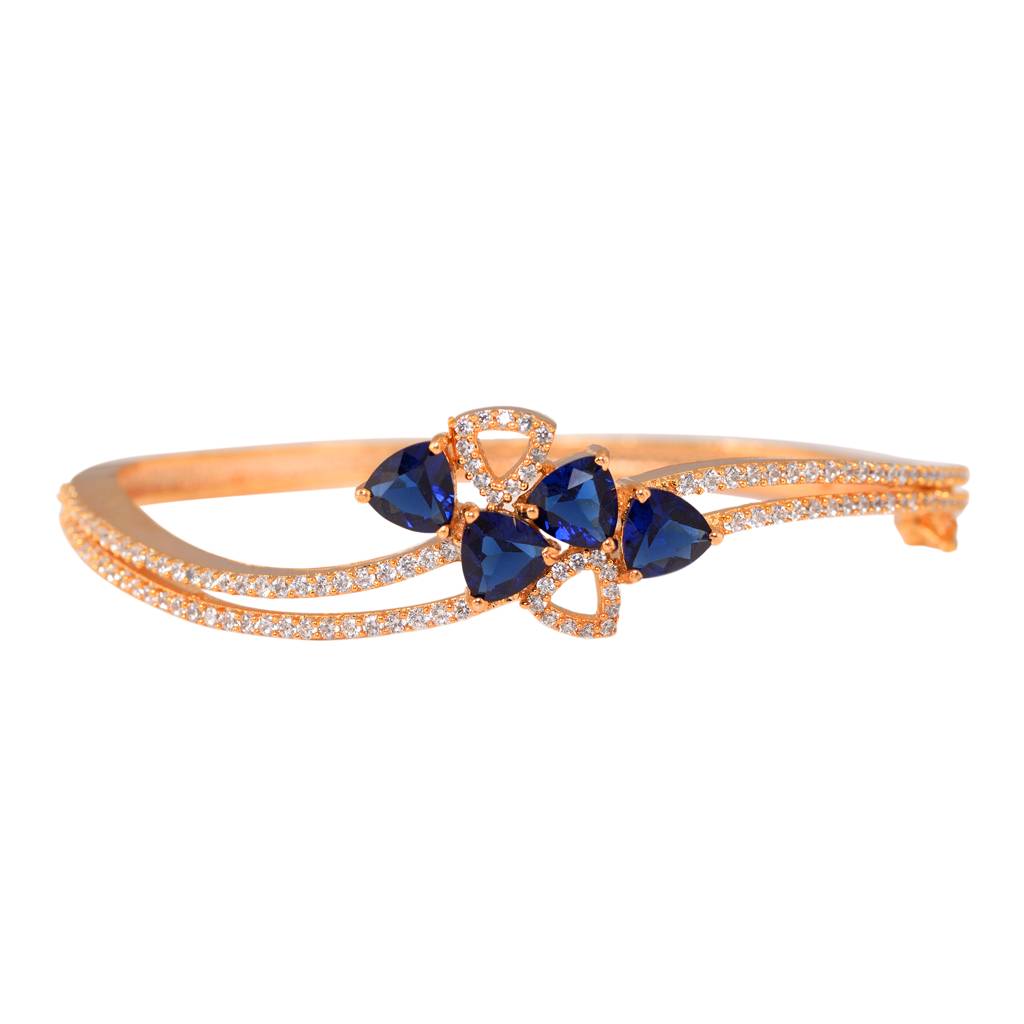 Saraf Jewellery Gold Plated With Blue American Diamond Studded -Handcrafted Stylish Bracelet For Women & Girls : SJBR1112