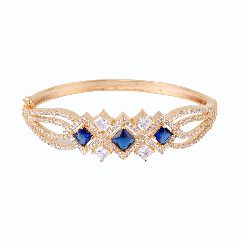 Saraf Jewellery  Gold Plated With Blue American Diamond Studded Handcrafted- Stylish Bracelet For Women & Girls : SJBR1113