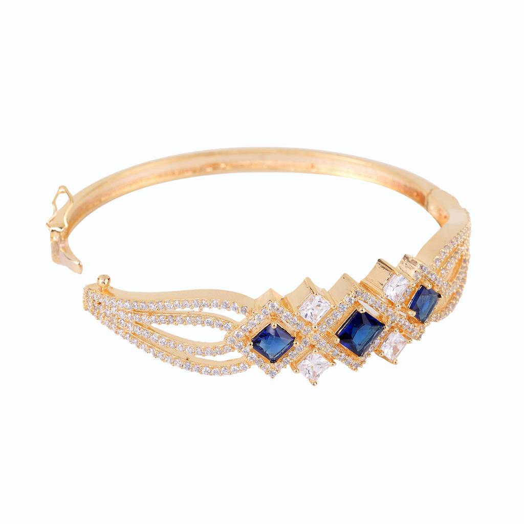 Saraf Jewellery  Gold Plated With Blue American Diamond Studded Handcrafted- Stylish Bracelet For Women & Girls : SJBR1113