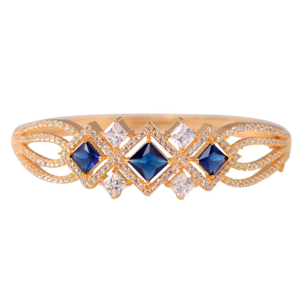 Saraf Jewellery  Gold Plated With Blue American Diamond Studded Handcrafted- Stylish Bracelet For Women & Girls : SJBR1113
