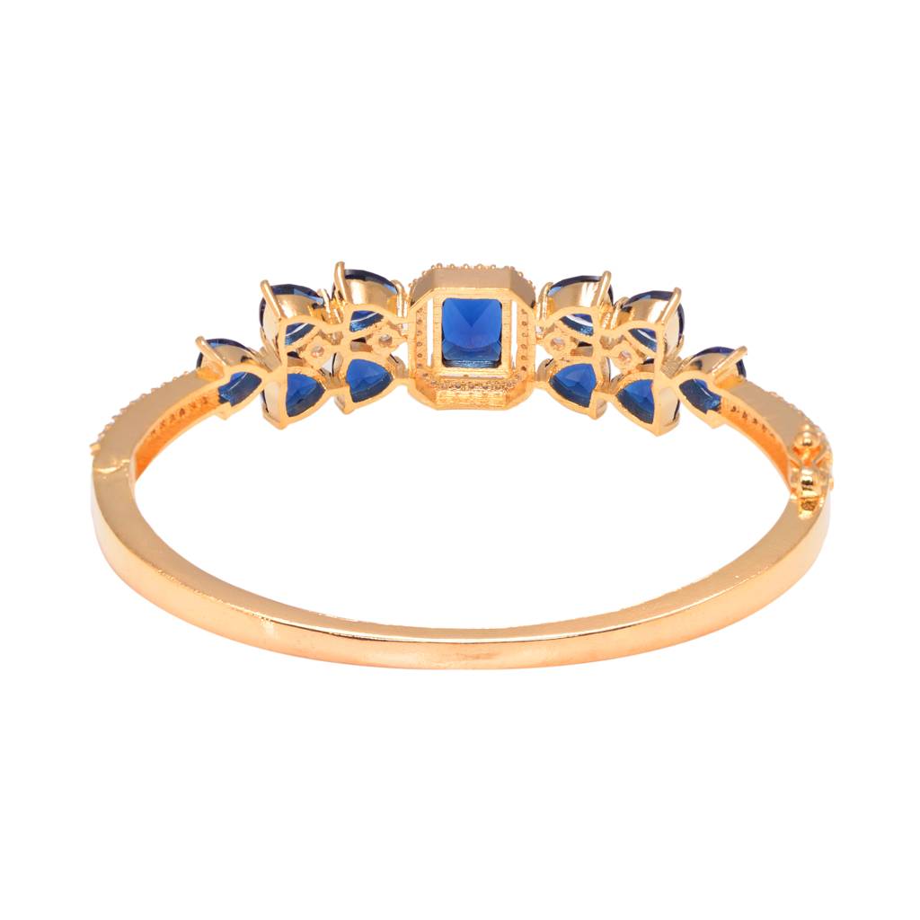 Saraf Jewellery, Gold Plated With Blue American Diamond Studded Handcrafted Stylish Bracelet For Women And Girls : SJBR1114