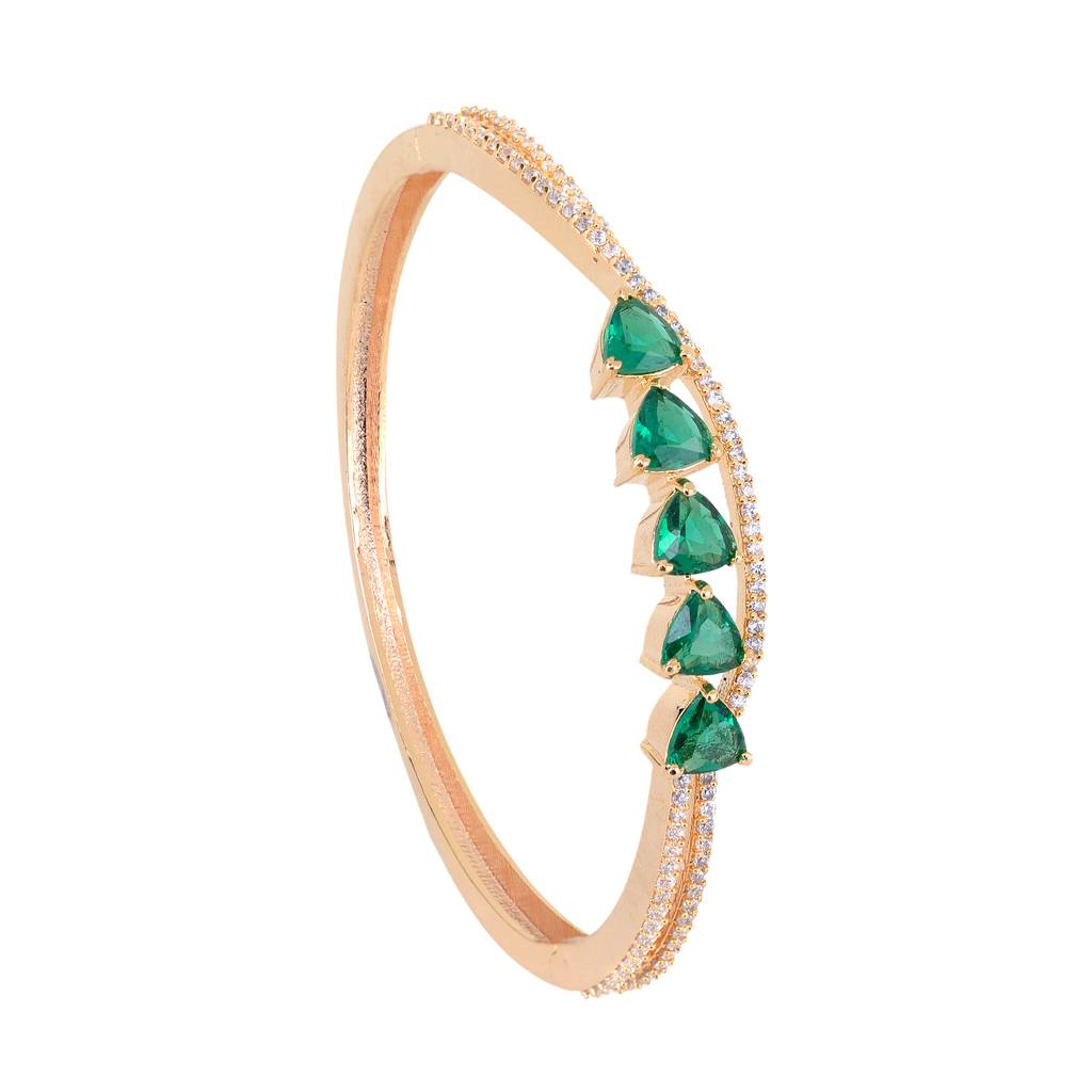 Saraf Jewellery Gold Plated Green American Diamond Handcrafted Bracelet For Women & Girls : SJBR1115