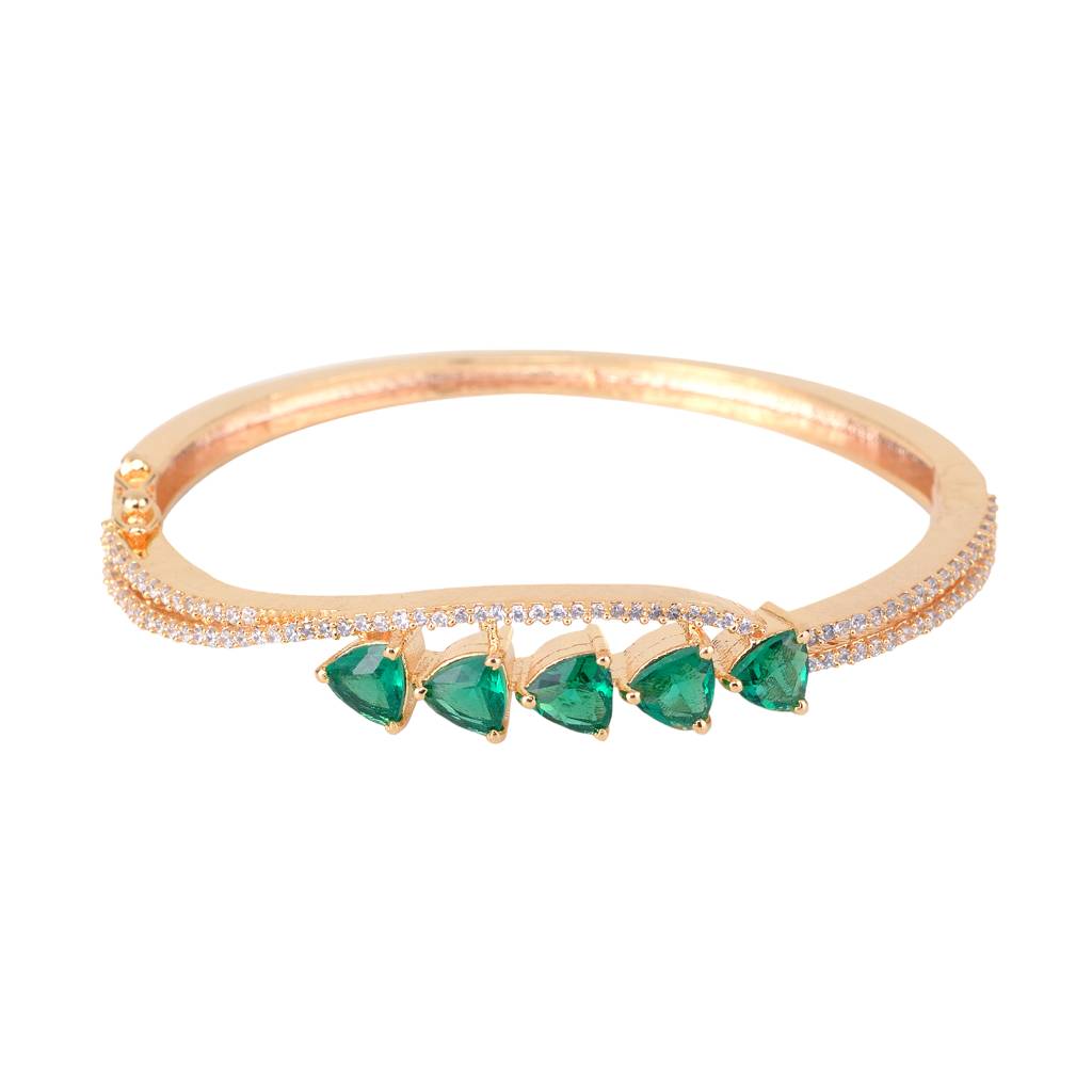 Saraf Jewellery Gold Plated Green American Diamond Handcrafted Bracelet For Women & Girls : SJBR1115