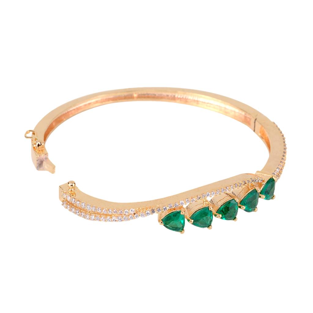 Saraf Jewellery Gold Plated Green American Diamond Handcrafted Bracelet For Women & Girls : SJBR1115