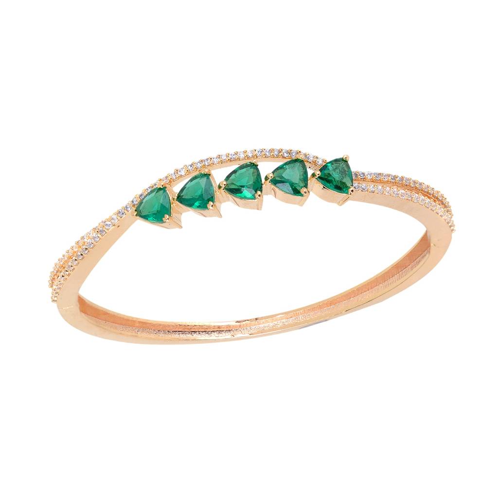 Saraf Jewellery Gold Plated Green American Diamond Handcrafted Bracelet For Women & Girls : SJBR1115