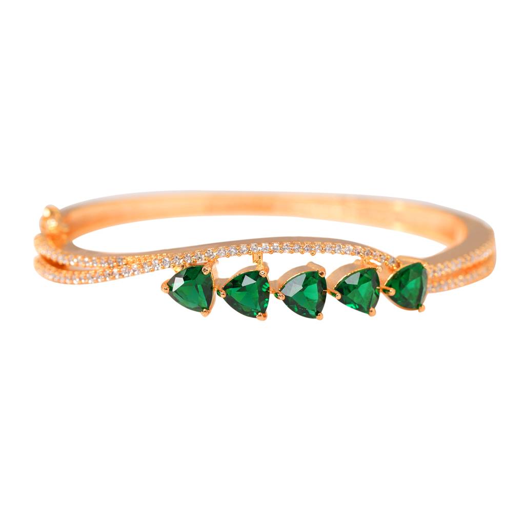 Saraf Jewellery Gold Plated Green American Diamond Handcrafted Bracelet For Women & Girls : SJBR1115