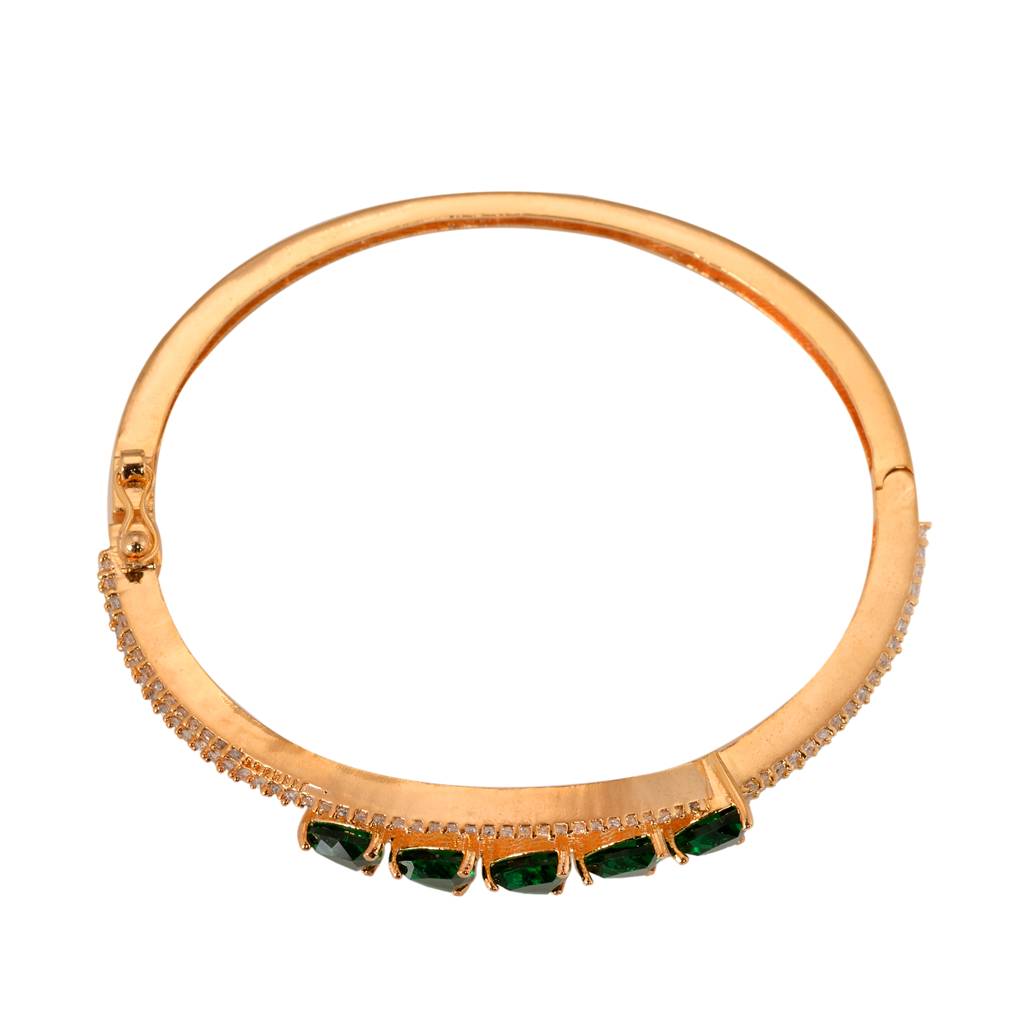 Saraf Jewellery Gold Plated Green American Diamond Handcrafted Bracelet For Women & Girls : SJBR1115