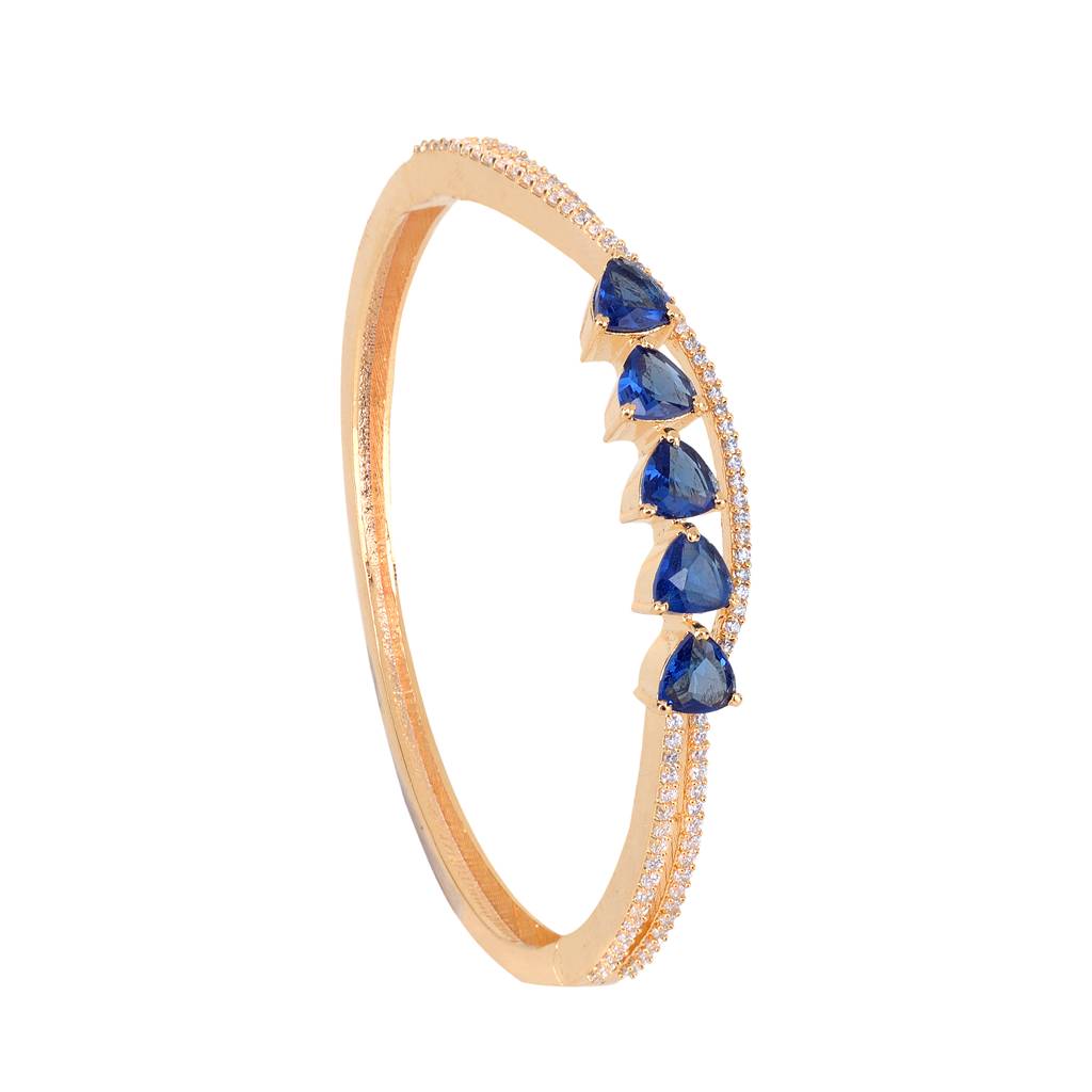 Saraf Jewellery Gold Plated Blue American Diamond Handcrafted Bracelet For Women & Girls : SJBR1116