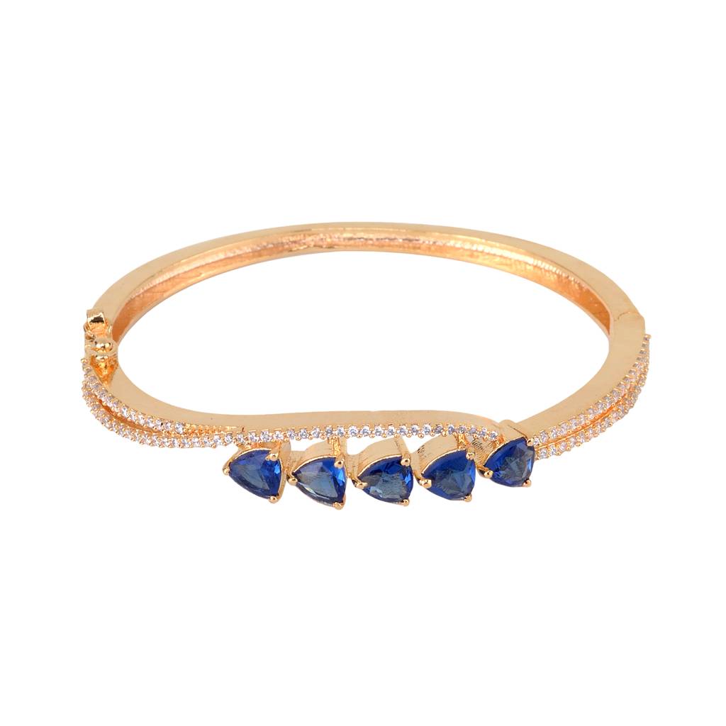 Saraf Jewellery Gold Plated Blue American Diamond Handcrafted Bracelet For Women & Girls : SJBR1116