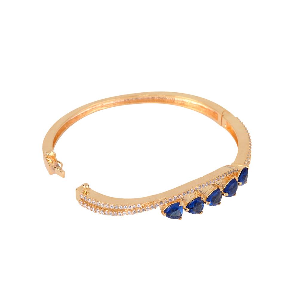 Saraf Jewellery Gold Plated Blue American Diamond Handcrafted Bracelet For Women & Girls : SJBR1116
