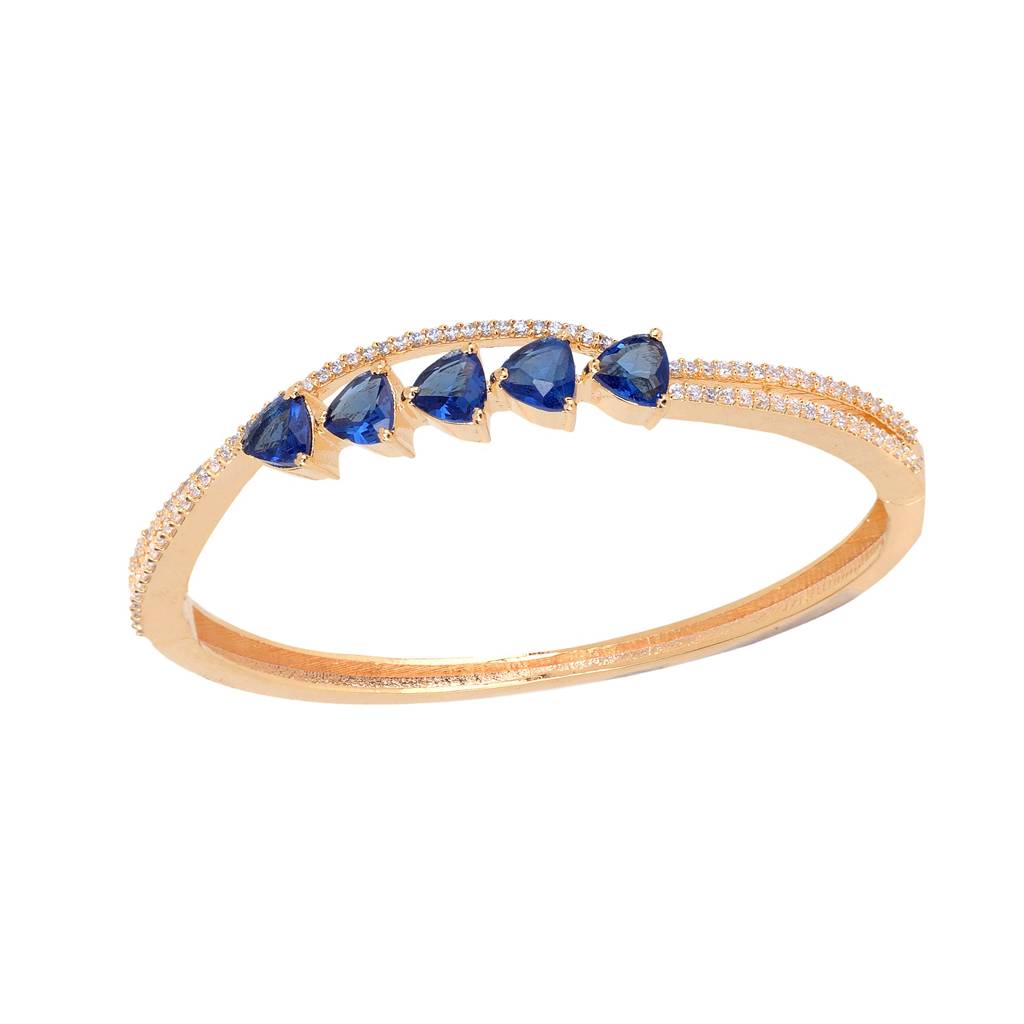 Saraf Jewellery Gold Plated Blue American Diamond Handcrafted Bracelet For Women & Girls : SJBR1116