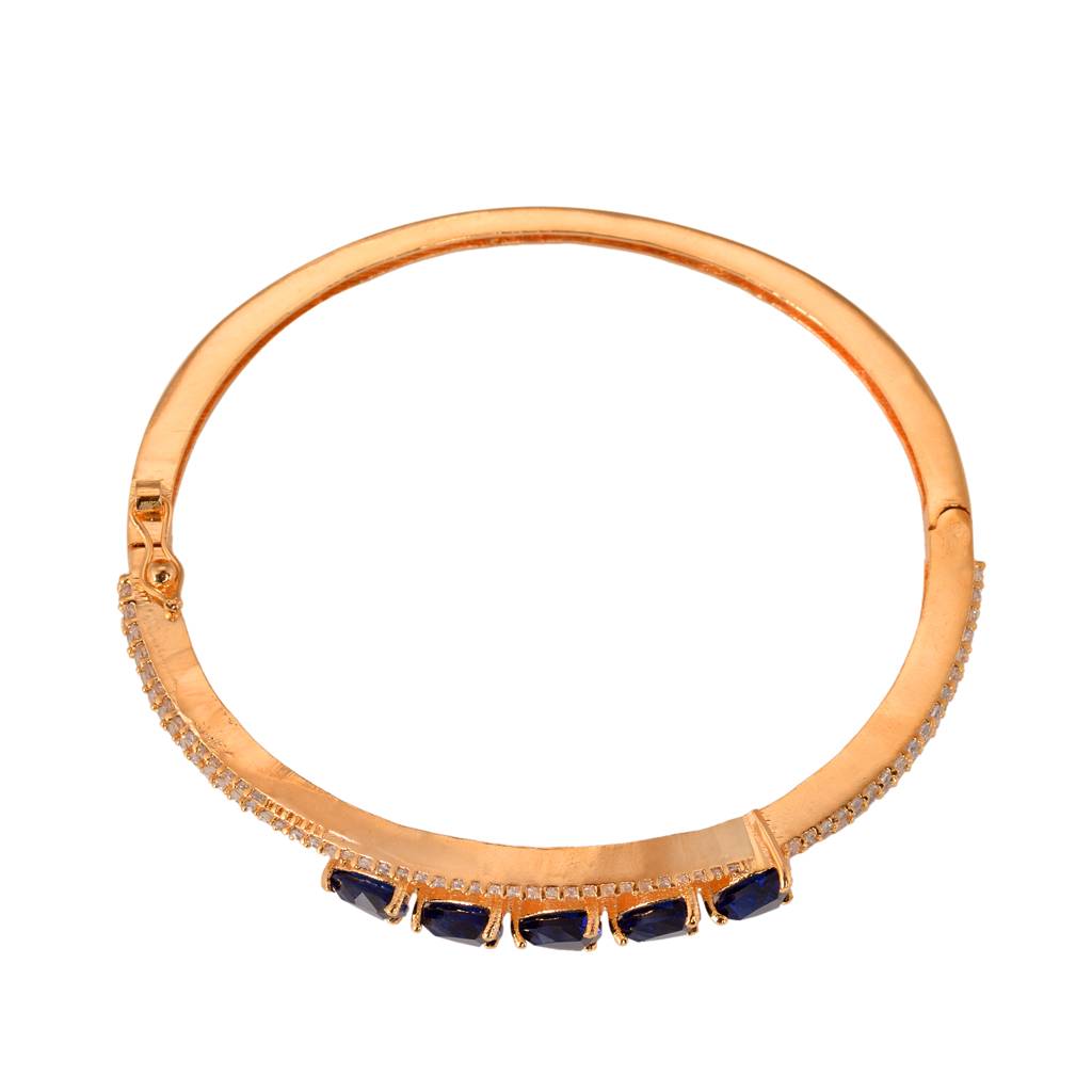 Saraf Jewellery Gold Plated Blue American Diamond Handcrafted Bracelet For Women & Girls : SJBR1116