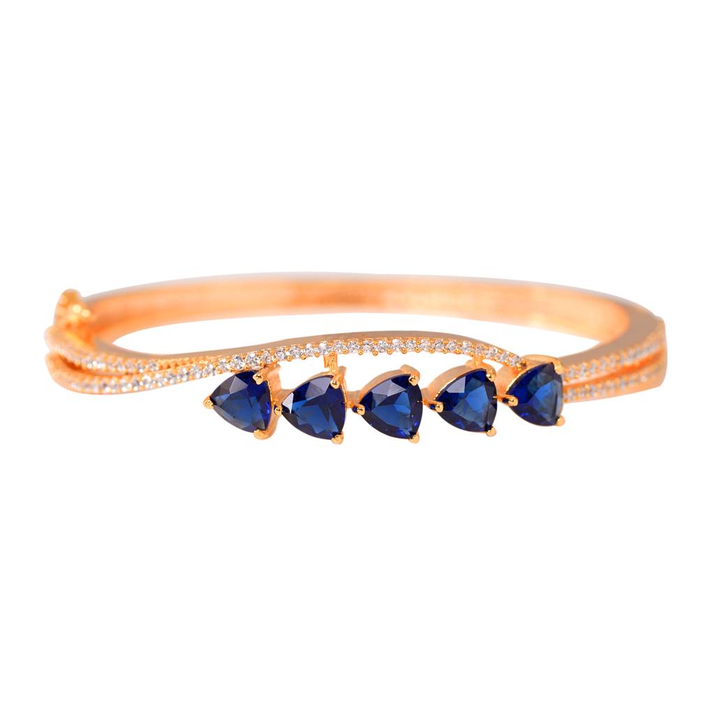 Saraf Jewellery Gold Plated Blue American Diamond Handcrafted Bracelet For Women & Girls : SJBR1116