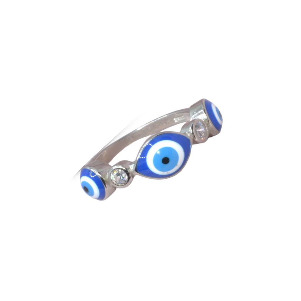 Sapphire Elegance: Blue Evil Eye Ring : 1116