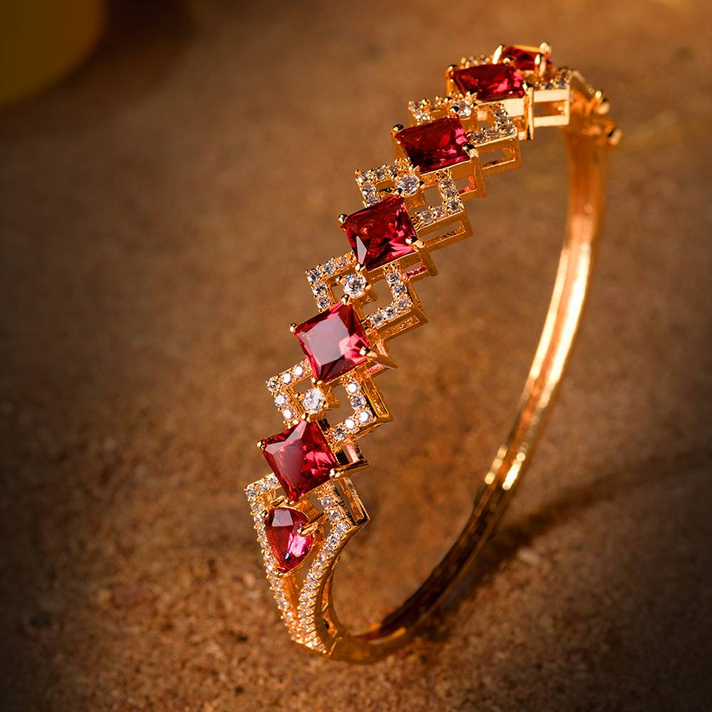 Saraf Jewellery Gold Plated With Blue American Diamond Studded Handcrafted Stylish Bracelet For Women And Girls : SJBR1118