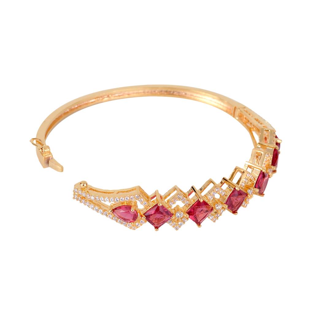 Saraf Jewellery Gold Plated With Blue American Diamond Studded Handcrafted Stylish Bracelet For Women And Girls : SJBR1118