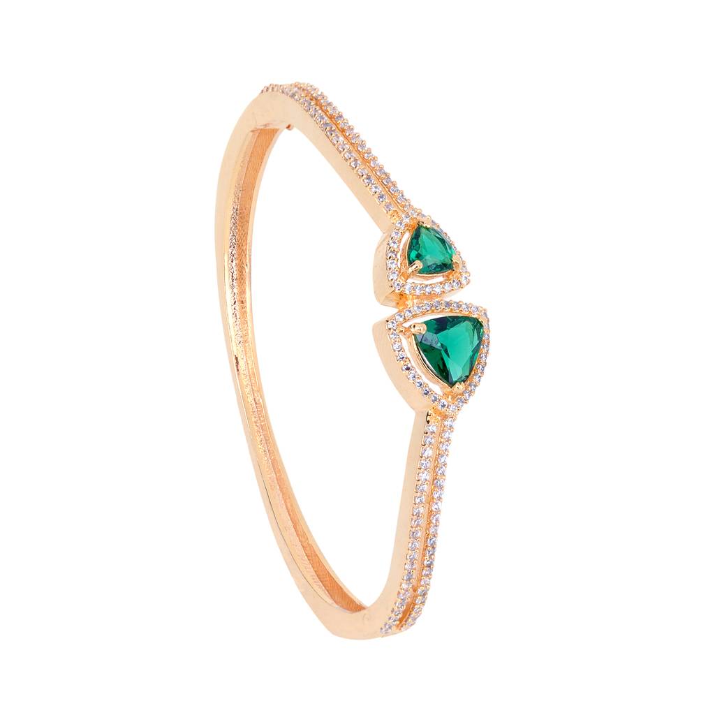 Saraf Jewellery, Gold Plated Green American Diamond Handcrafted Bracelet For Women & Girls : SJBR1119