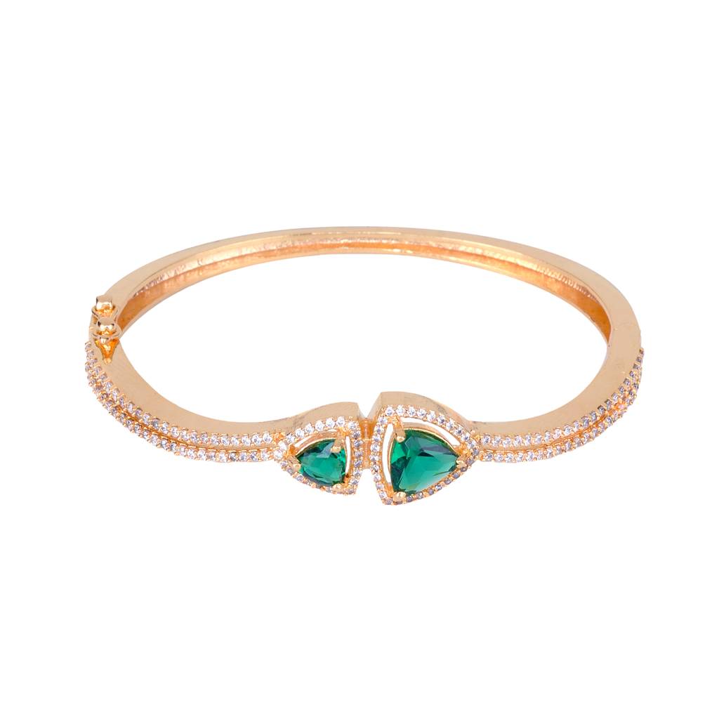 Saraf Jewellery, Gold Plated Green American Diamond Handcrafted Bracelet For Women & Girls : SJBR1119