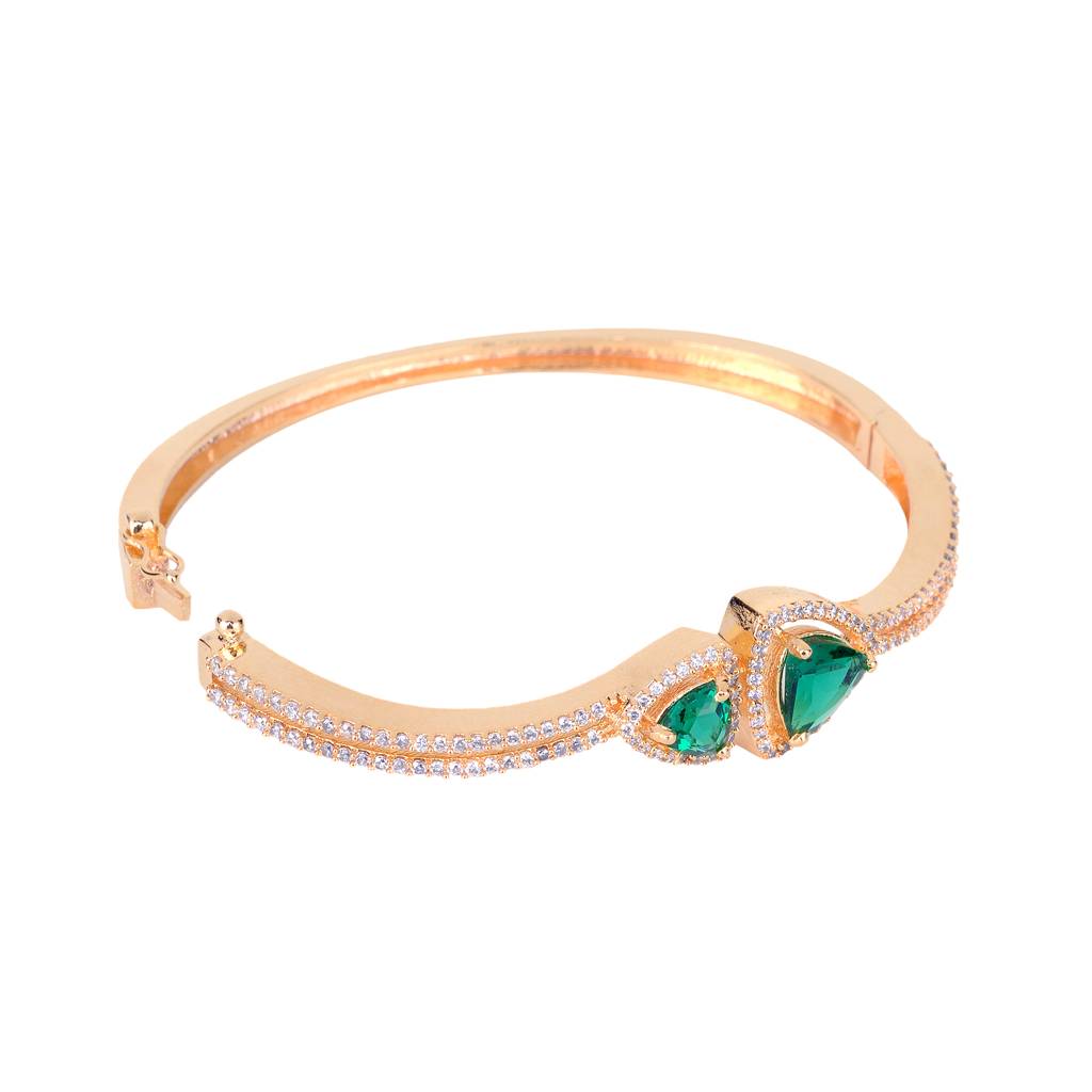 Saraf Jewellery, Gold Plated Green American Diamond Handcrafted Bracelet For Women & Girls : SJBR1119