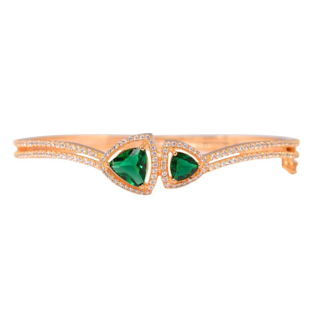 Saraf Jewellery, Gold Plated Green American Diamond Handcrafted Bracelet For Women & Girls : SJBR1119