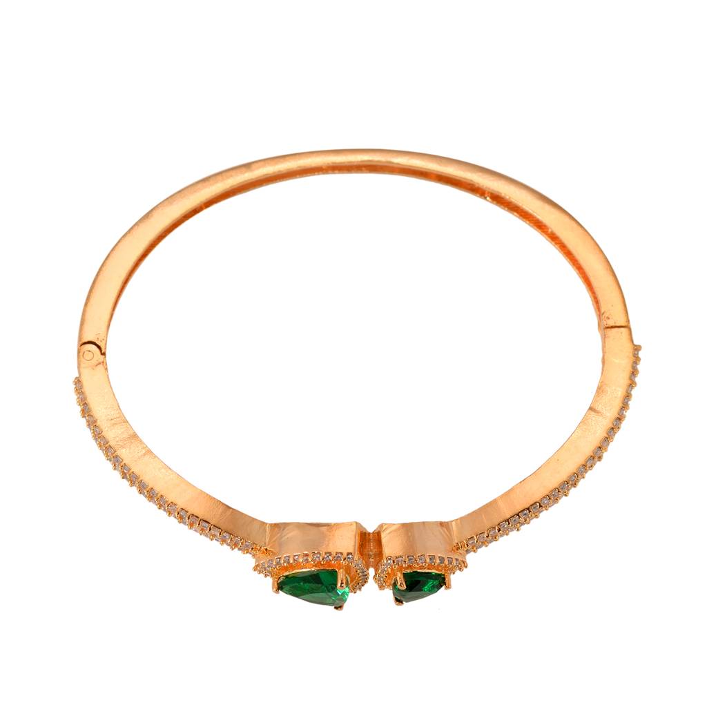 Saraf Jewellery, Gold Plated Green American Diamond Handcrafted Bracelet For Women & Girls : SJBR1119