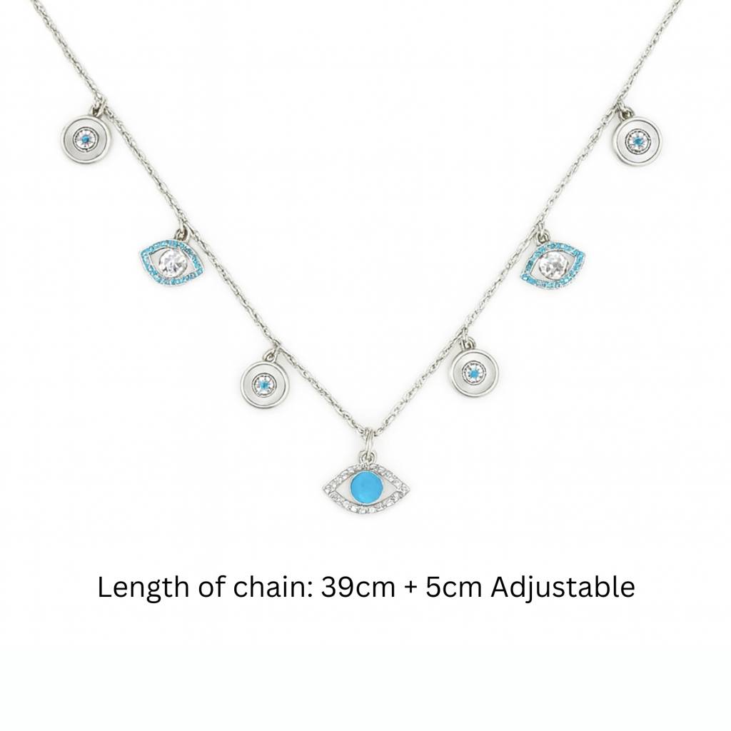 Good Juju: 92.5 Silver Evil Eye Charm Necklace For Women : 1119NK
