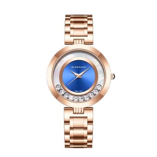 Giordano Dancing Diamonds Collection Analogue Watch For Women With Elegant Stainless Steel Strap And 3 Hand Mech : GZ-60083-44