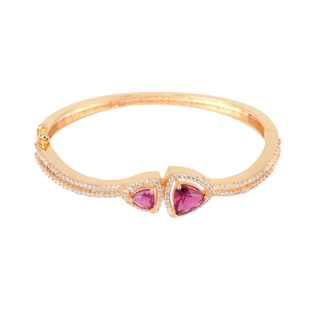 Saraf Jewellery, Gold Plated Ruby American Diamond Handcrafted Bracelet For Women & Girls : SJBR1120