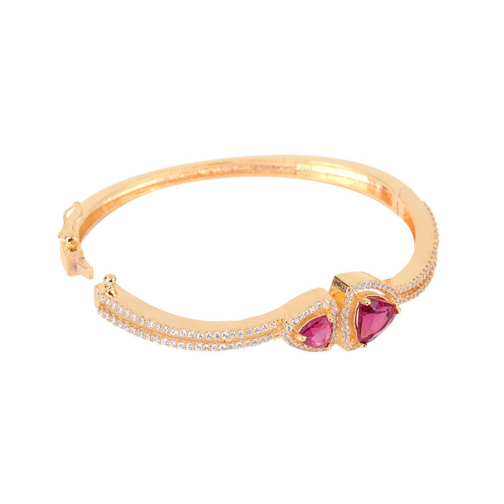 Saraf Jewellery, Gold Plated Ruby American Diamond Handcrafted Bracelet For Women & Girls : SJBR1120