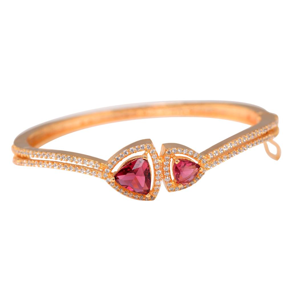 Saraf Jewellery, Gold Plated Ruby American Diamond Handcrafted Bracelet For Women & Girls : SJBR1120