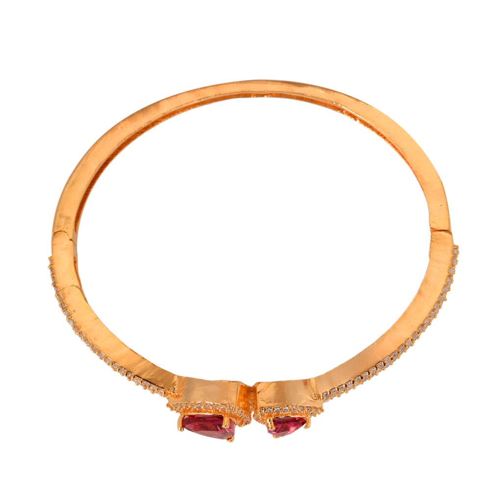 Saraf Jewellery, Gold Plated Ruby American Diamond Handcrafted Bracelet For Women & Girls : SJBR1120