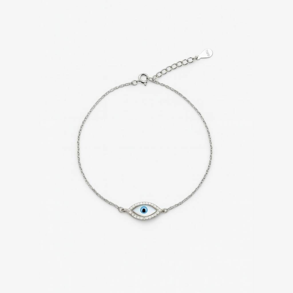 No Nazar: 92.5 Silver Evil Eye Bracelet For Women : 1120BR