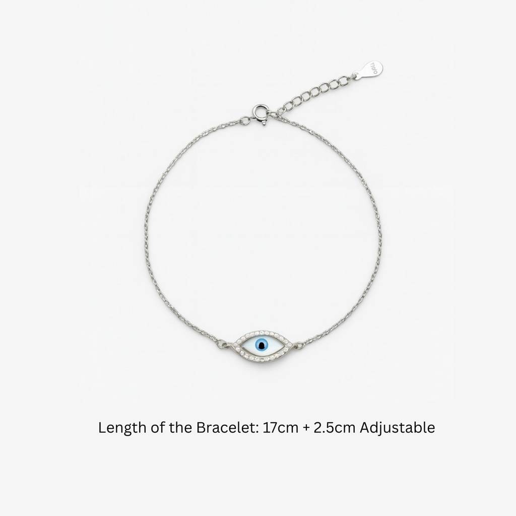 No Nazar: 92.5 Silver Evil Eye Bracelet For Women : 1120BR