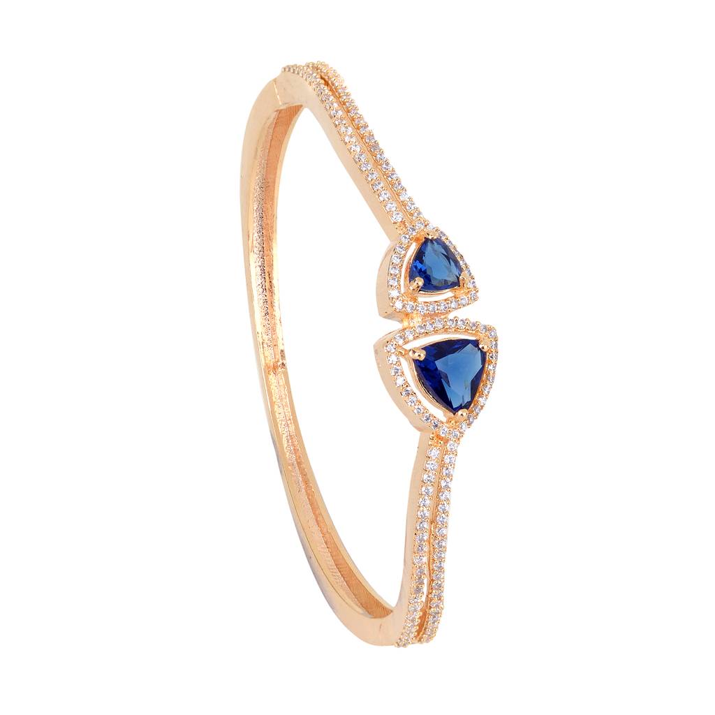 Saraf Jewellery, Gold Plated Blue American Diamond Handcrafted Bracelet For Women & Girls : SJBR1121