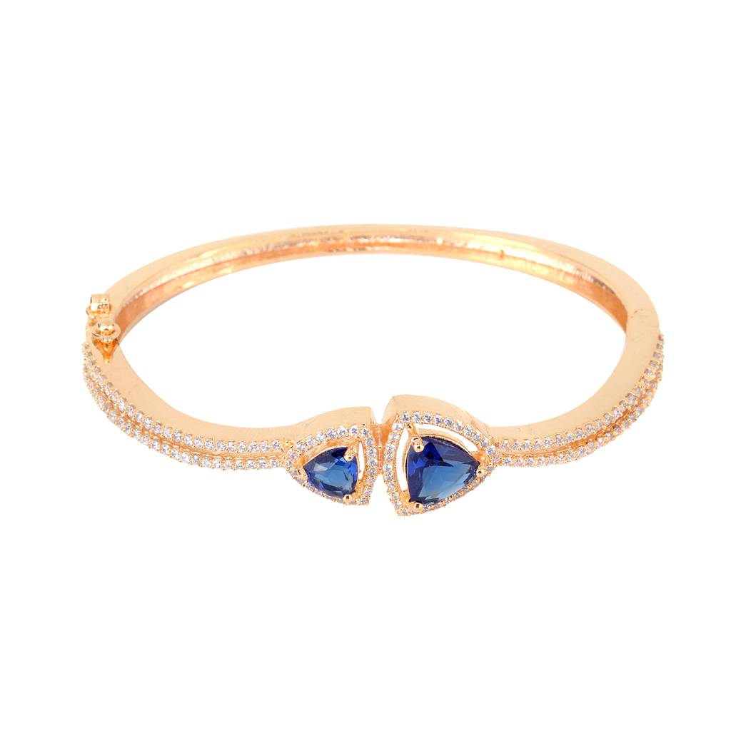 Saraf Jewellery, Gold Plated Blue American Diamond Handcrafted Bracelet For Women & Girls : SJBR1121