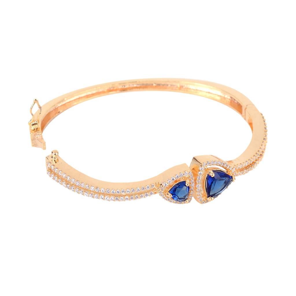 Saraf Jewellery, Gold Plated Blue American Diamond Handcrafted Bracelet For Women & Girls : SJBR1121