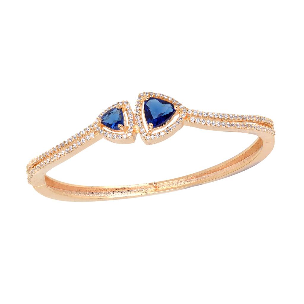 Saraf Jewellery, Gold Plated Blue American Diamond Handcrafted Bracelet For Women & Girls : SJBR1121