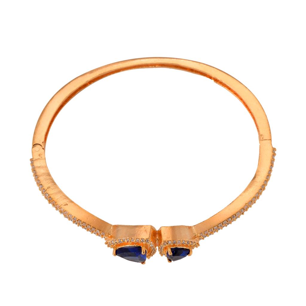 Saraf Jewellery, Gold Plated Blue American Diamond Handcrafted Bracelet For Women & Girls : SJBR1121