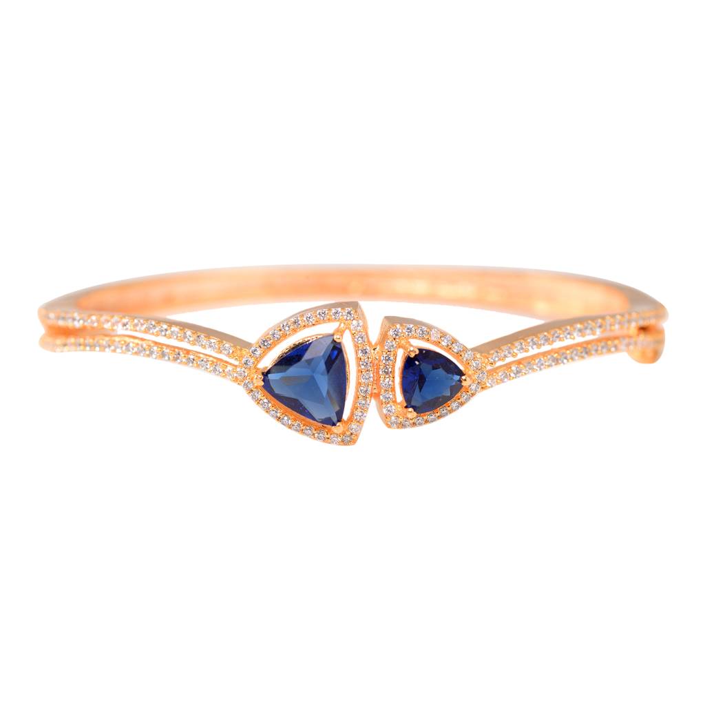 Saraf Jewellery, Gold Plated Blue American Diamond Handcrafted Bracelet For Women & Girls : SJBR1121