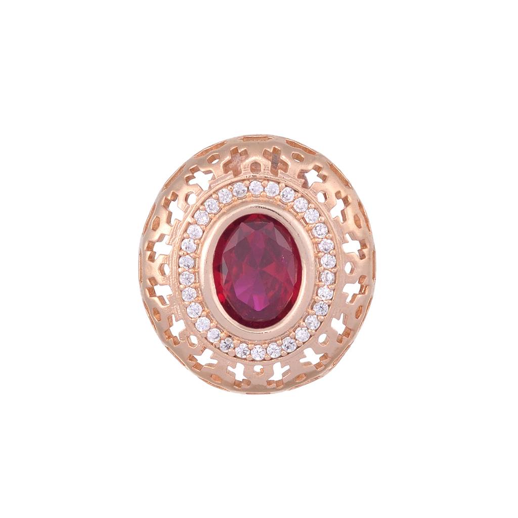 Royal Ruby Studs Rose Gold Plated Ad Handcrafted Tops Red Small Earrings : SJER1123