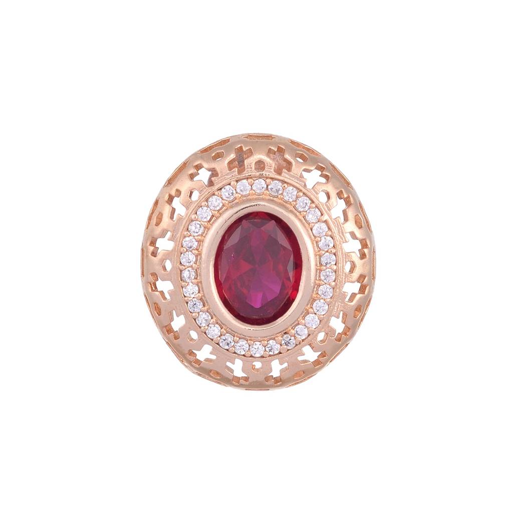 Royal Ruby Studs Rose Gold Plated Ad Handcrafted Tops Red Small Earrings : SJER1123