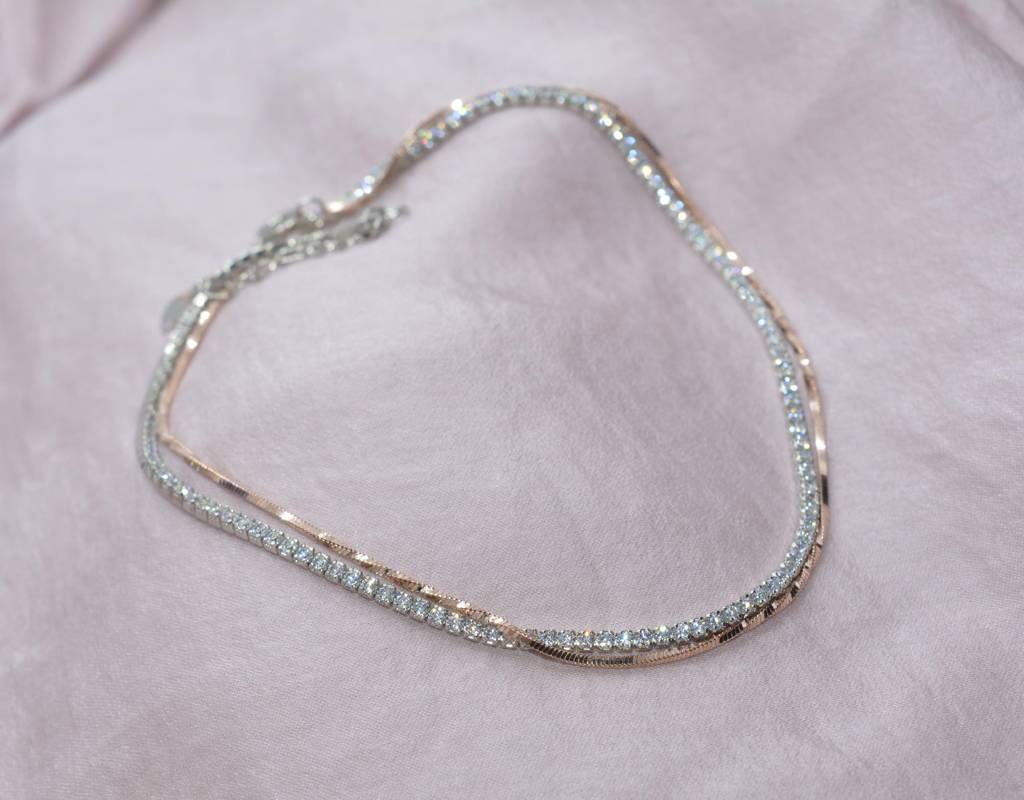 Silver Serenity Chain & Stone Anklet : 1123