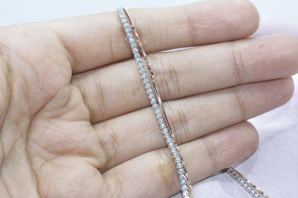 Silver Serenity Chain & Stone Anklet : 1123